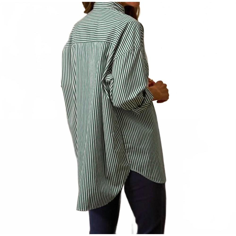 NEW FRANK & EILEEN victoria italian tuxedo shirt in green stripe with white bib - Picture 2 of 3